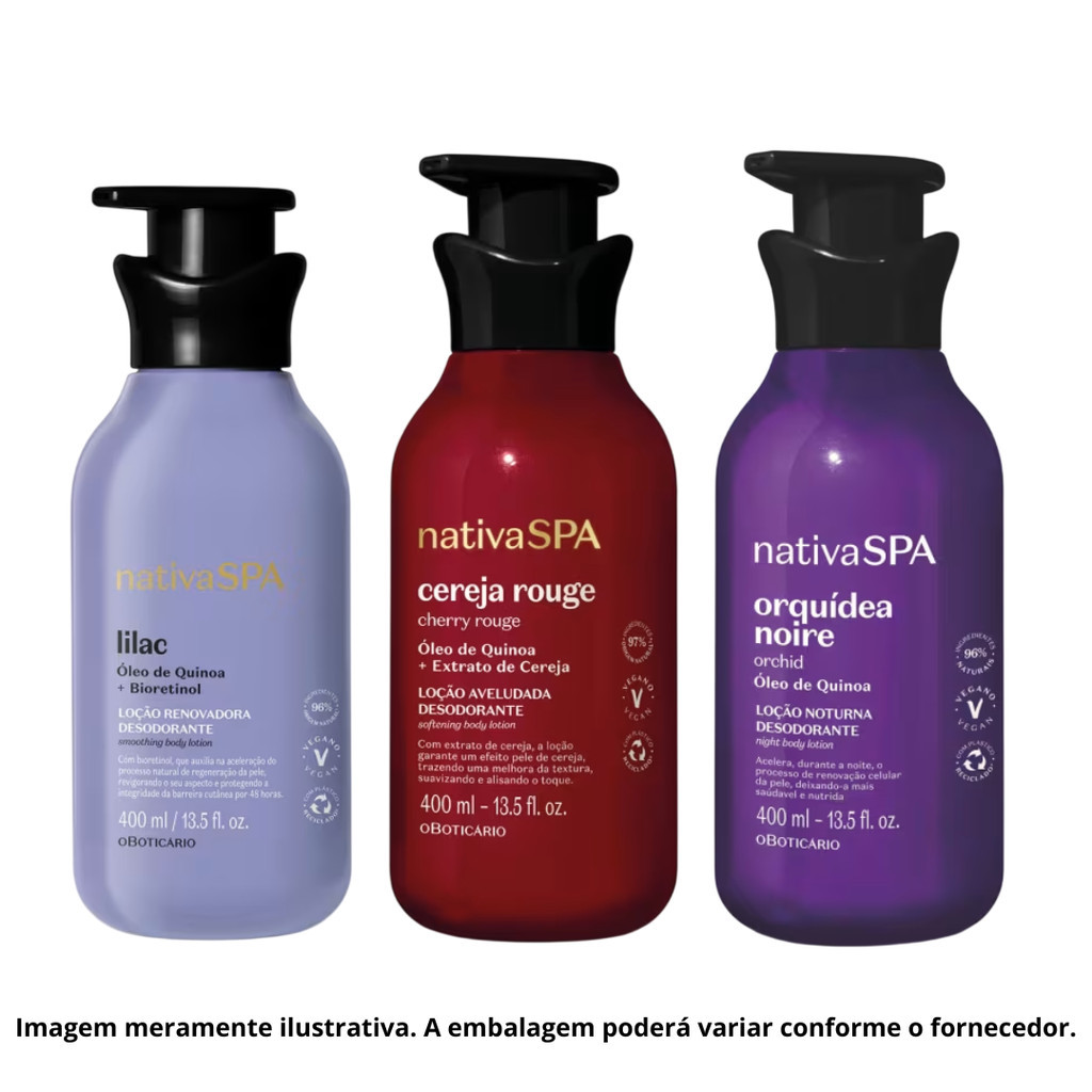 Linha Nativa Spa Kit com Três Cremes Corporais 400ml