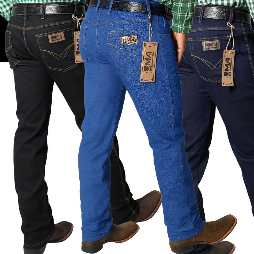 Calça Jeans Masculina Country Elastano Rodeio para Botas e Botinas