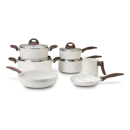 Jogo De Panelas 7 Peças Brinox Ceramic Life Vanilla Baunilha