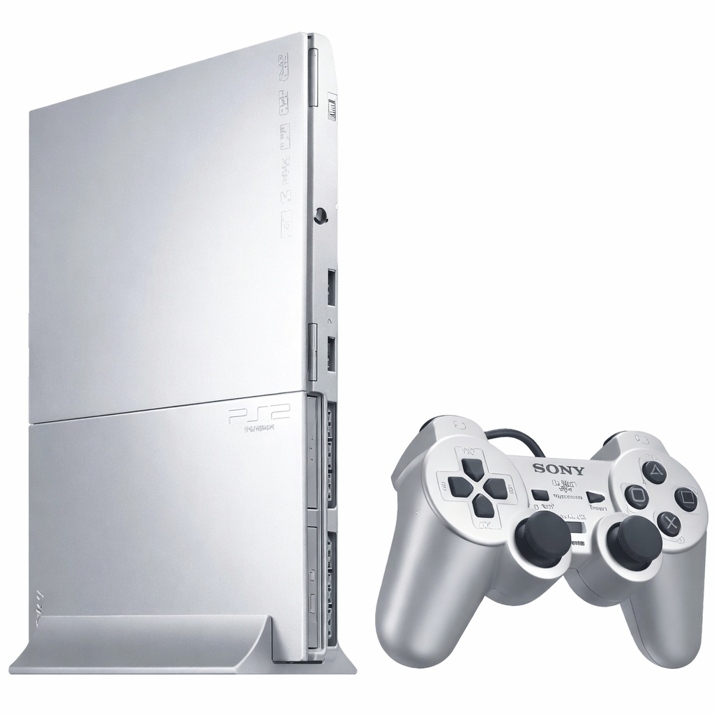 Playstation 2 Slim Prata e Preto Desbloqueado com jogos Ps2 Sony