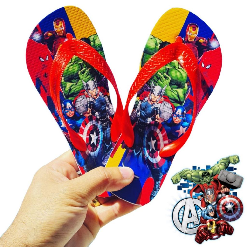 Chinelo Infantil Menino Disney Personagens Masculino Mikey Patrulha Canina Sonic Ben 10 Hulk Homem aranha