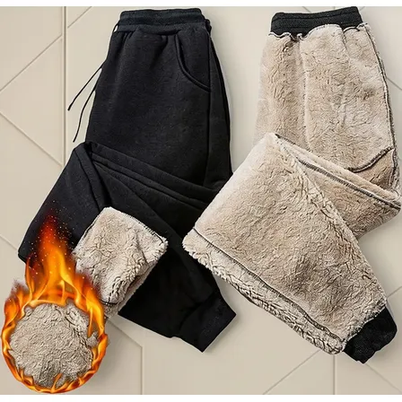 Calças Masculinas Bolso Cintura Elástica  Engrossar Moletom